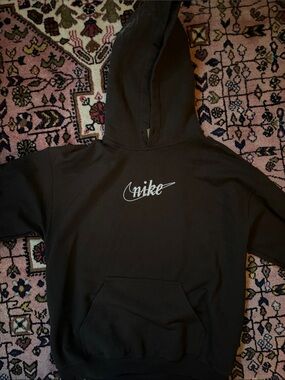 Nike Black Hoodie with White Swoosh Logo